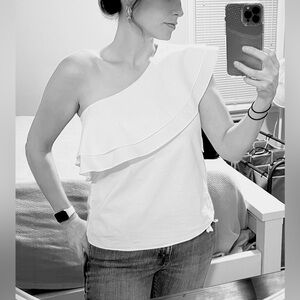 1. State White Off Shoulder Ruffled Top